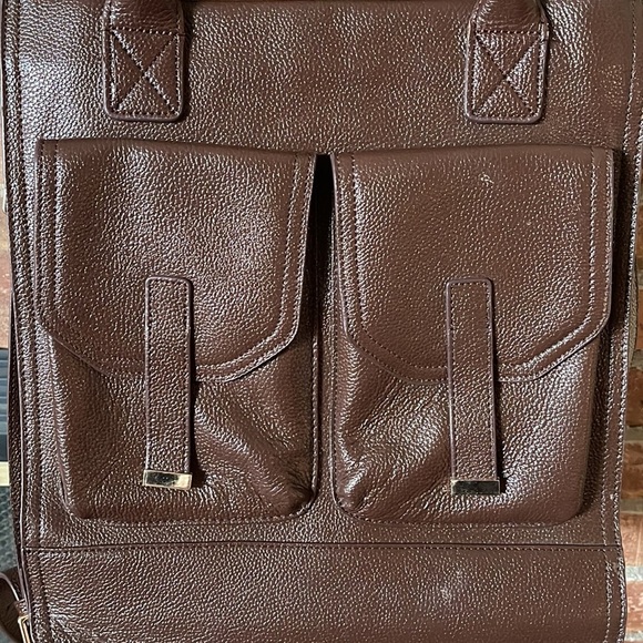 Erica Anenberg Brown Pebbled Leather Madison Messenger Bag - Picture 2 of 10